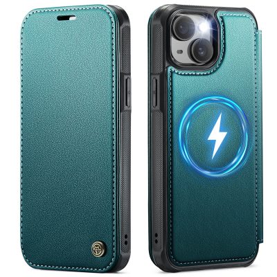 CASEME For iPhone 13 Case RFID Blocking Wallet Vegan Leather Shockproof Anti-slip Flip Cover with Magnetic Support