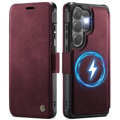 CASEME For Samsung Galaxy S25 Ultra Case RFID Blocking Wallet Vegan Leather Shockproof Anti-slip Flip Cover with Magnetic Support