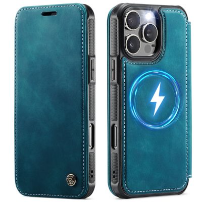 CASEME For iPhone 16 Pro Max Case RFID Blocking Wallet Vegan Leather Shockproof Anti-slip Flip Cover with Magnetic Support