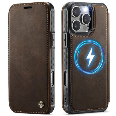 CASEME For iPhone 16 Pro Case RFID Blocking Wallet Vegan Leather Shockproof Anti-slip Flip Cover with Magnetic Support