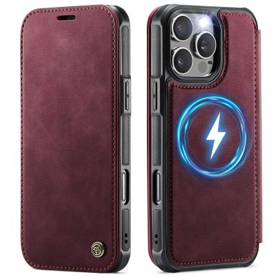 CASEME For iPhone 15 Pro Max Case RFID Blocking Wallet Vegan Leather Shockproof Anti-slip Flip Cover with Magnetic Support