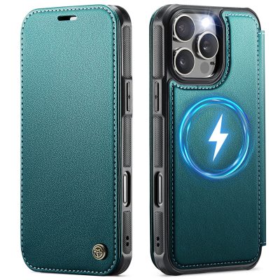 CASEME For iPhone 15 Pro Case RFID Blocking Wallet Vegan Leather Shockproof Anti-slip Flip Cover with Magnetic Support