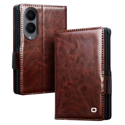 QIALINO For Samsung Galaxy Z Fold8 Case Genuine Leather Stand Wallet Flip Phone Cover With Magnetic Closure