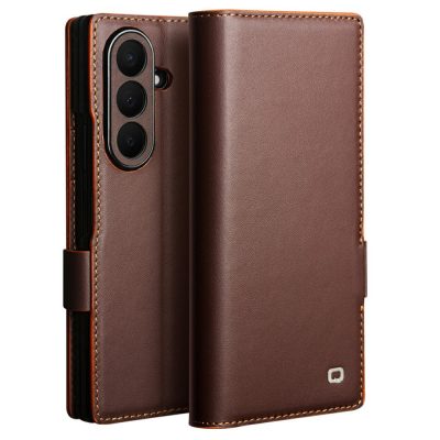 QIALINO For Samsung Galaxy Z Fold8 Ultra Case Matte Genuine Leather Stand Wallet Flip Phone Cover With Magnetic Closure