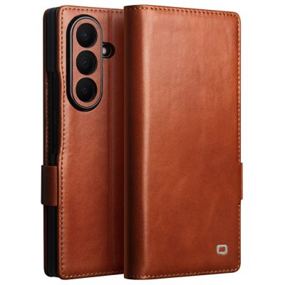 QIALINO For Samsung Galaxy Z Fold8 Ultra Case Oil-Waxed Genuine Leather Stand Wallet Flip Phone Cover With Magnetic Closure
