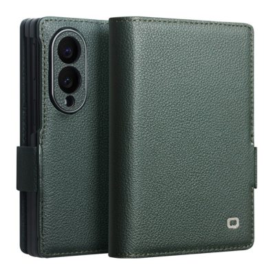 QIALINO For Samsung Galaxy Z Fold8 Case Matte Genuine Leather Flip Stand Wallet Phone Cover