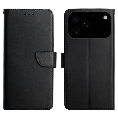 Nappa Texture Genuine Leather Cover For iPhone 18 Pro Max Flip Phone Case
