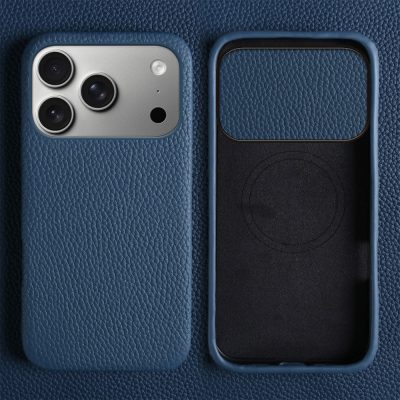 Litchi Texture Genuine Cow Leather For iPhone 18 Pro Case PC Phone Cover | Compatible with MagSafe