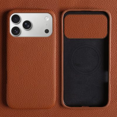 Litchi Texture Genuine Leather Case For iPhone 18 Pro Max Phone Cover | Compatible with MagSafe
