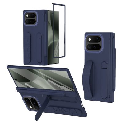 For Google Pixel 11 Pro Fold Case Kickstand Wristband Hard PC Phone Cover with Tempered Glass / Stylus