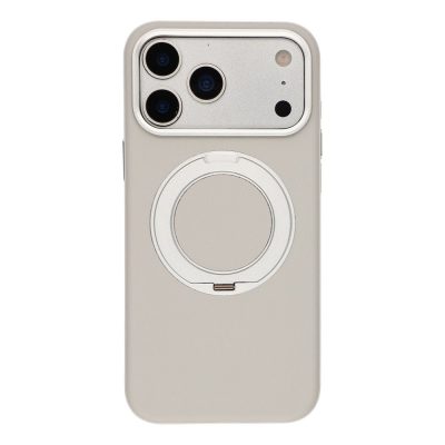 For iPhone 18 Pro Case Magnetic Rotatable Kickstand Leather PC-TPU Phone Cover with Camera Control Button