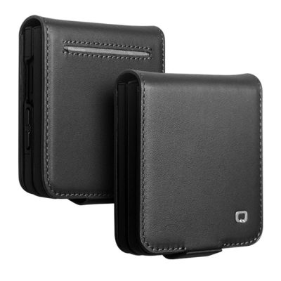 QIALINO For Samsung Galaxy Z Flip8 Case Card Holder Matte Genuine Cow Leather Flip Phone Cover
