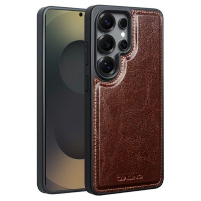 QIALINO For Samsung Galaxy S25 Ultra Case Genuine Leather TPU Shockproof Frame Protective Back Cover