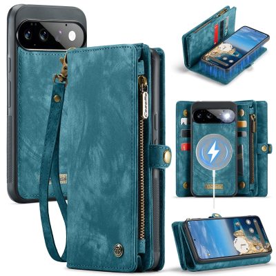 CASEME For Google Pixel 11 Pro / Pixel 11 Case 2-in-1 Detachable Magnetic Zipper Wallet Vegan Leather Flip Cover With Strap