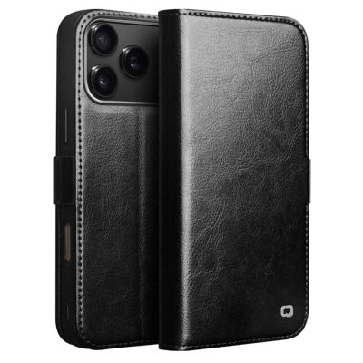 QIALINO For iPhone 18 Pro Max Case Genuine Cowhide Leather Stand Wallet Flip Phone Cover with Magnetic Closure