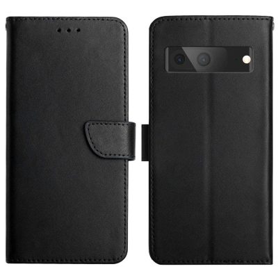 Wallet Case For Google Pixel 7 Nappa Texture Genuine Leather Flip Phone Cover With Magnetic Closure