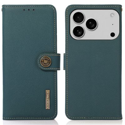 KHAZNEH For iPhone 18 Pro Max Case Genuine Cow Leather RFID Blocking Wallet Phone Cover With Magnetic Closure