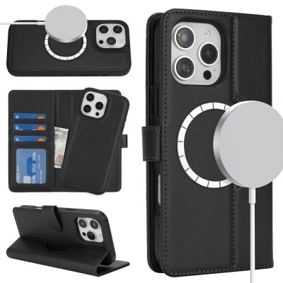 2-in-1 Detachable Magnetic Wallet Case For iPhone 16 Pro Max Anti-Drop Detachable Wallet Vegan Leather Phone Cover2-in-1 Detachable Magnetic Wallet Case For iPhone 16 Pro Anti-Drop Detachable Wallet Vegan Leather Phone Cover