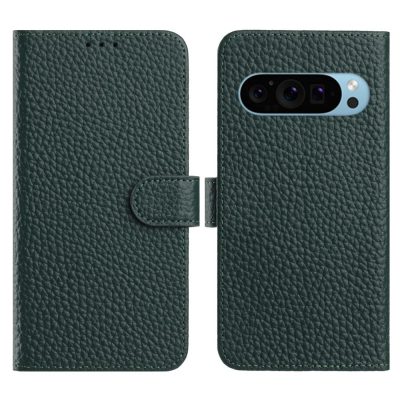 Wallet Case For Google Pixel 10 Pro XL / Pixel 9 Pro XL Litchi Texture Genuine Cow Leather Flip Stand Phone Cover
