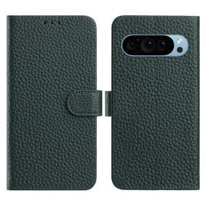 Flip Wallet Case For Google Pixel 10 Pro / Pixel 10 / Pixel 9 Pro / Pixel 9 Litchi Texture Genuine Cow Leather Stand Phone Cover