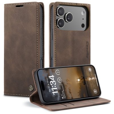 CASEME For iPhone 18 Pro Case Vegan Leather Card Holder Flip Phone Cover with Stand