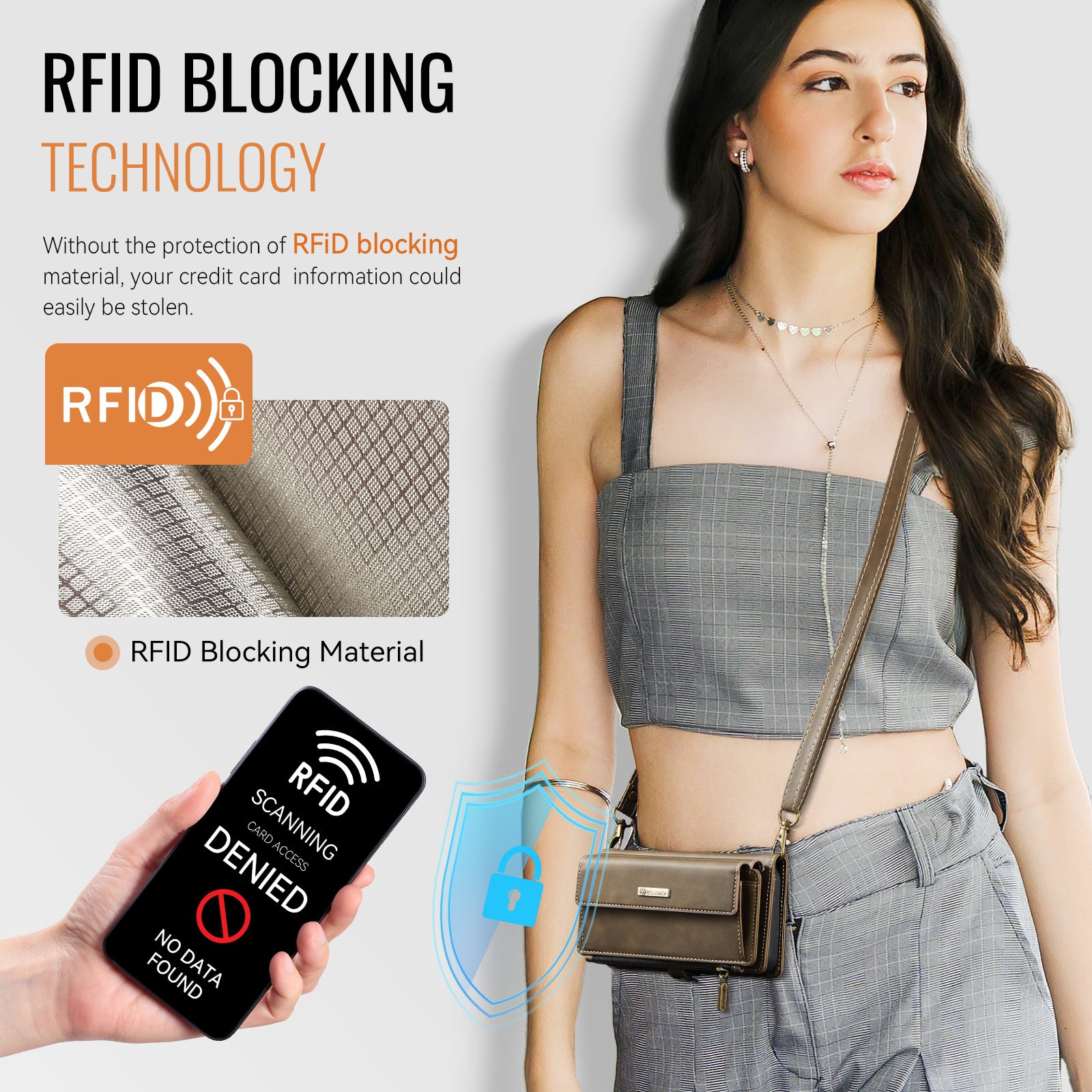 CASEME For iPhone 18 Pro Case RFID Blocking Zipper Wallet Stand Retro Vegan Leather Cover with Strap - Image 7