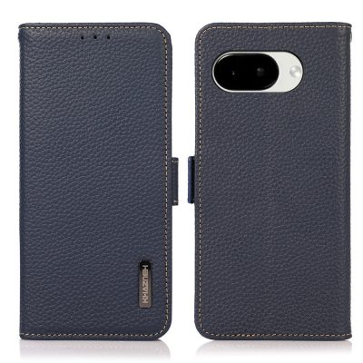 KHAZNEH For Google Pixel 10A Case Litchi Texture Genuine Leather RFID Blocking Wallet Flip Phone Cover with Stand