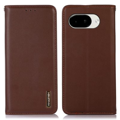 KHAZNEH For Google Pixel 10A Case Nappa Texture Genuine Cow Leather Wallet Flip Phone Cover