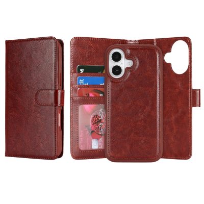 2-in-1 Detachable Magnetic Wallet Case For iPhone 17 Case Anti-Drop Detachable Wallet Vegan Leather Phone Cover