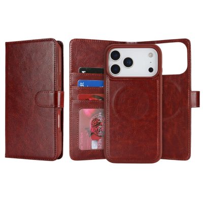 Detachable 2-in-1 Magnetic Wallet Case For iPhone 18 Pro Max Anti-Drop Detachable Wallet Vegan Leather Phone Cover