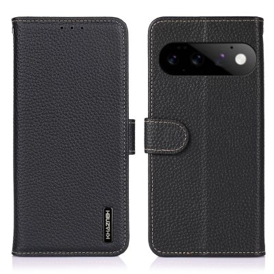KHAZNEH For Google Pixel 11 / Pixel 11 Pro Wallet Case Litchi Texture Genuine Cow Leather Flip Phone Cover With Magnetic Closure