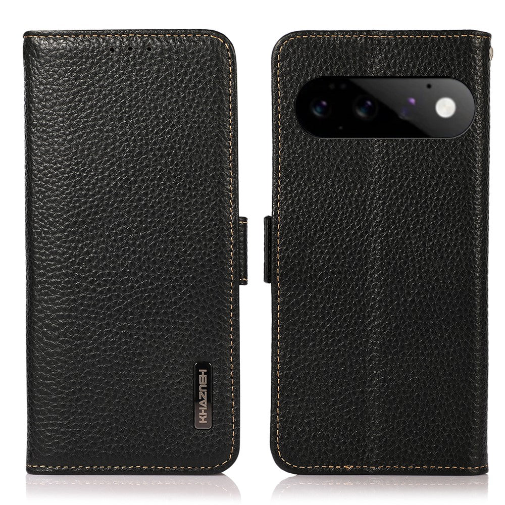 KHAZNEH For Google Pixel 11 / Pixel 11 Pro Case Litchi Texture Genuine Cow Leather Cover RFID Blocking Wallet - Image 11