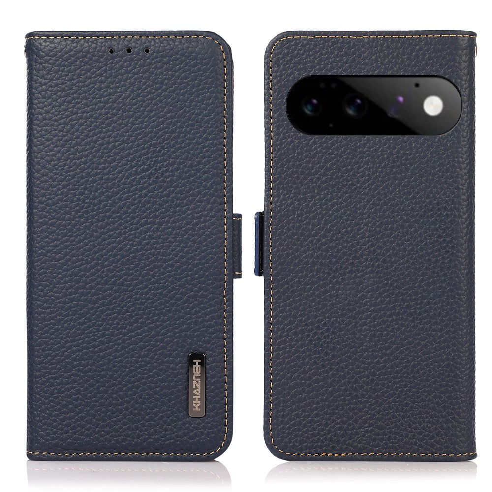 KHAZNEH For Google Pixel 11 / Pixel 11 Pro Case Litchi Texture Genuine Cow Leather Cover RFID Blocking Wallet - Image 2
