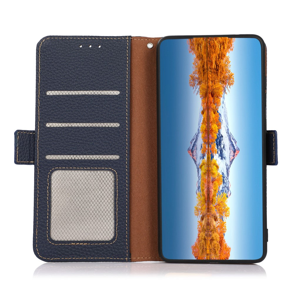 KHAZNEH For Google Pixel 11 / Pixel 11 Pro Case Litchi Texture Genuine Cow Leather Cover RFID Blocking Wallet - Image 4