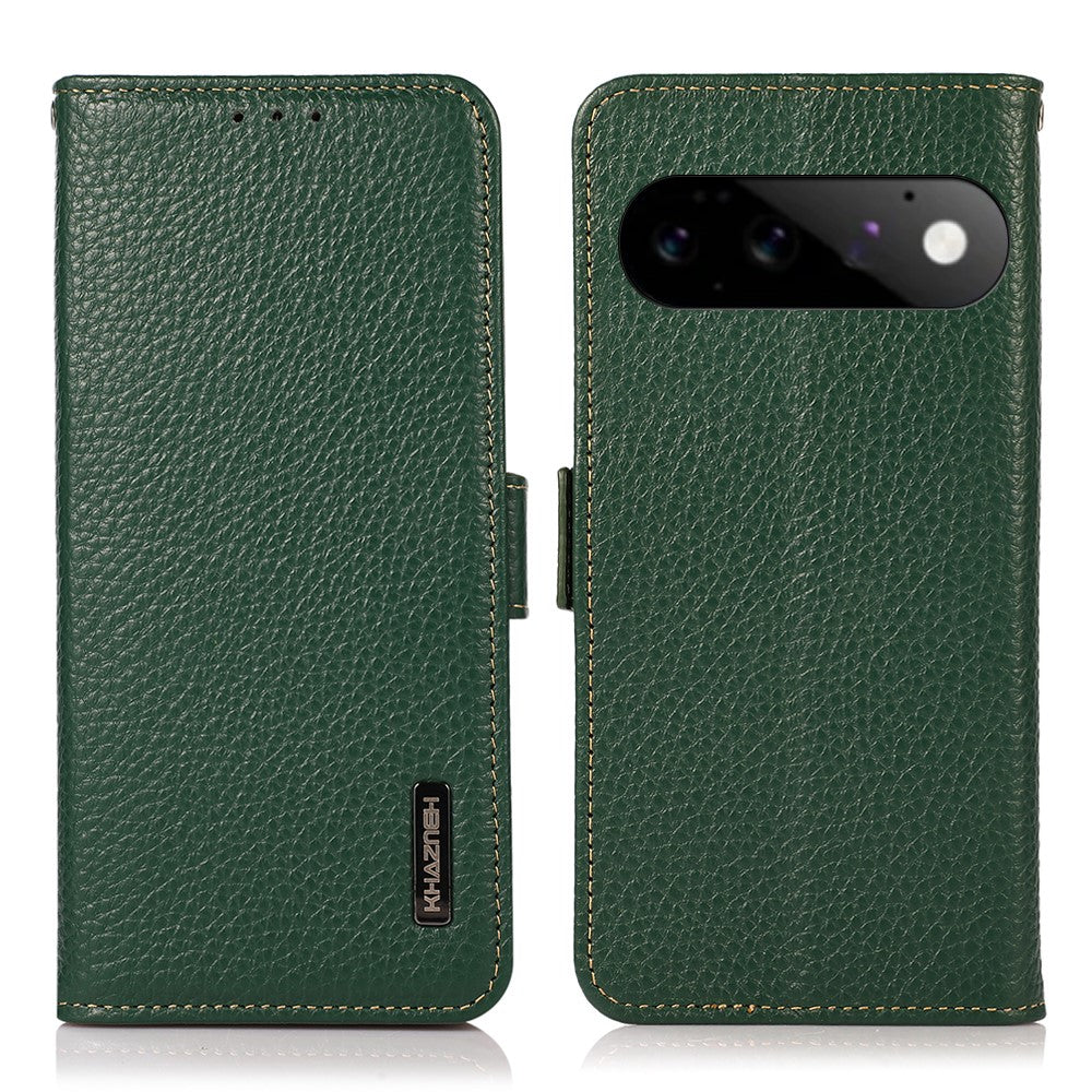 KHAZNEH For Google Pixel 11 / Pixel 11 Pro Case Litchi Texture Genuine Cow Leather Cover RFID Blocking Wallet - Image 12