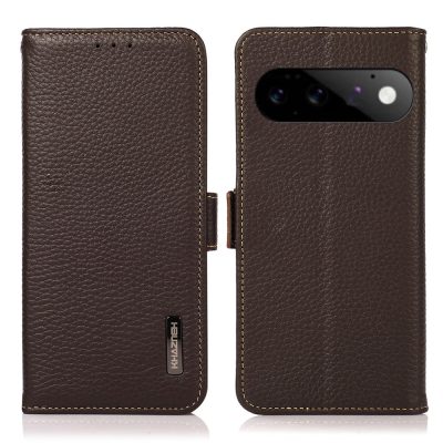 KHAZNEH For Google Pixel 11 / Pixel 11 Pro Case Litchi Texture Genuine Cow Leather Cover RFID Blocking Wallet