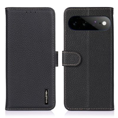 KHAZNEH For Google Pixel 11 Pro XL Case Litchi Texture Genuine Cow Leather Wallet Flip Phone Cover