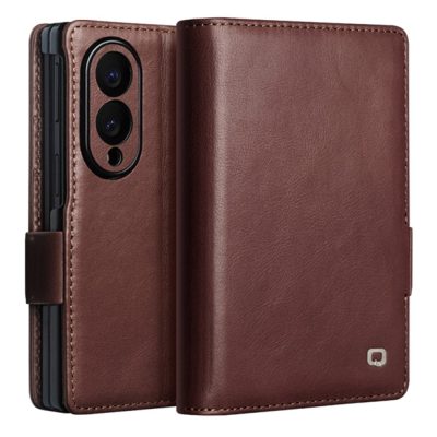 QIALINO For Samsung Galaxy Z Fold8 Case Oil-Waxed Genuine Cow Leather Stand Wallet Flip Phone Cover