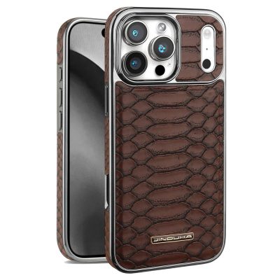 JINDUKA For iPhone 18 Pro Case Snakeskin Texture PU Leather PC-TPU Phone Cover