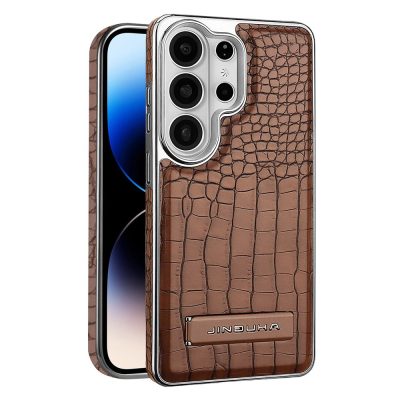 JINDUKA For Samsung Galaxy S25 Ultra Magnetic Case Kickstand Crocodile Texture Leather Phone Back Cover