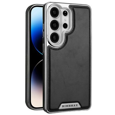 RIMBMAX For Samsung Galaxy S25 Ultra Magnetic Case Card Holder Kickstand Leather PC-TPU Phone Cover