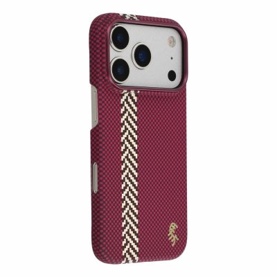 X-LEVEL For iPhone 18 Pro Case Lacquered "Horse" Character Carbon Nanofiber PC Phone Cover | Compatible with MagSafe