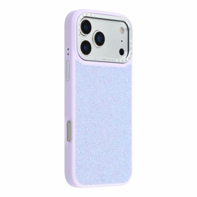 JAUCASE For iPhone 18 Pro Max Case Rhinestone Lens Frame Textured TPU-PC Phone Back Cover