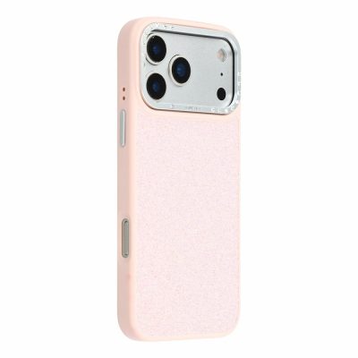 JAUCASE For iPhone 18 Pro Case Rhinestone Lens Frame Textured PU TPU-PC Phone Back Cover | Compatible with MagSafe