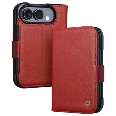 QIALINO For iPhone Duo Case Genuine Cow Leather - PC Frame Full-Coverage Protective Phone Cover