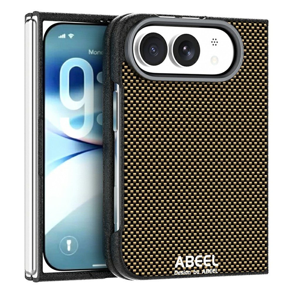 ABEEL For iPhone Duo Magnetic Case Printed PC-TPU Aluminum Alloy Leather Phone Cover