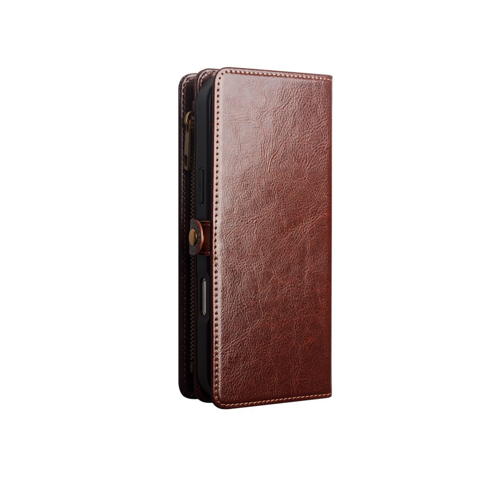 QIALINO For iPhone 18 Pro Max Case Split Leather Detachable 2-in-1 Wallet Phone Cover with Long Strap and Wrist Strap - Image 13