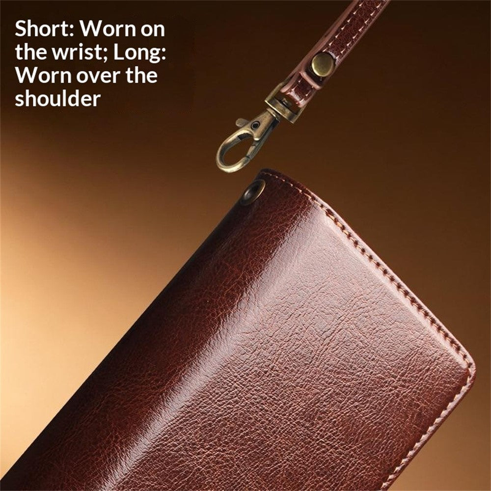 QIALINO For iPhone 18 Pro Max Case Split Leather Detachable 2-in-1 Wallet Phone Cover with Long Strap and Wrist Strap - Image 9
