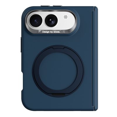 ABEEL For iPhone Duo Magnetic Case Ring Kickstand Liquid Silicone Feel PC Phone Cover