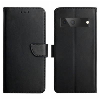 Wallet Case For Google Pixel 7A Nappa Texture Genuine Cow Leather Flip Phone Cover